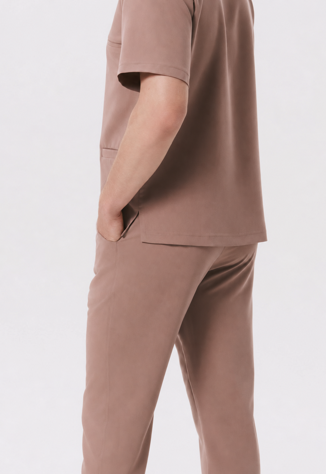 Men's jogger scrub pants Leo, colour almond, side