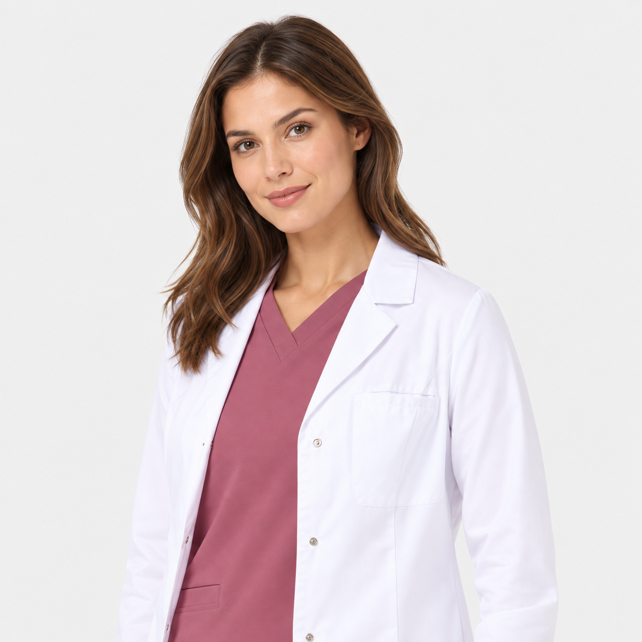 Women's long lab coat Mia, colour white, photo