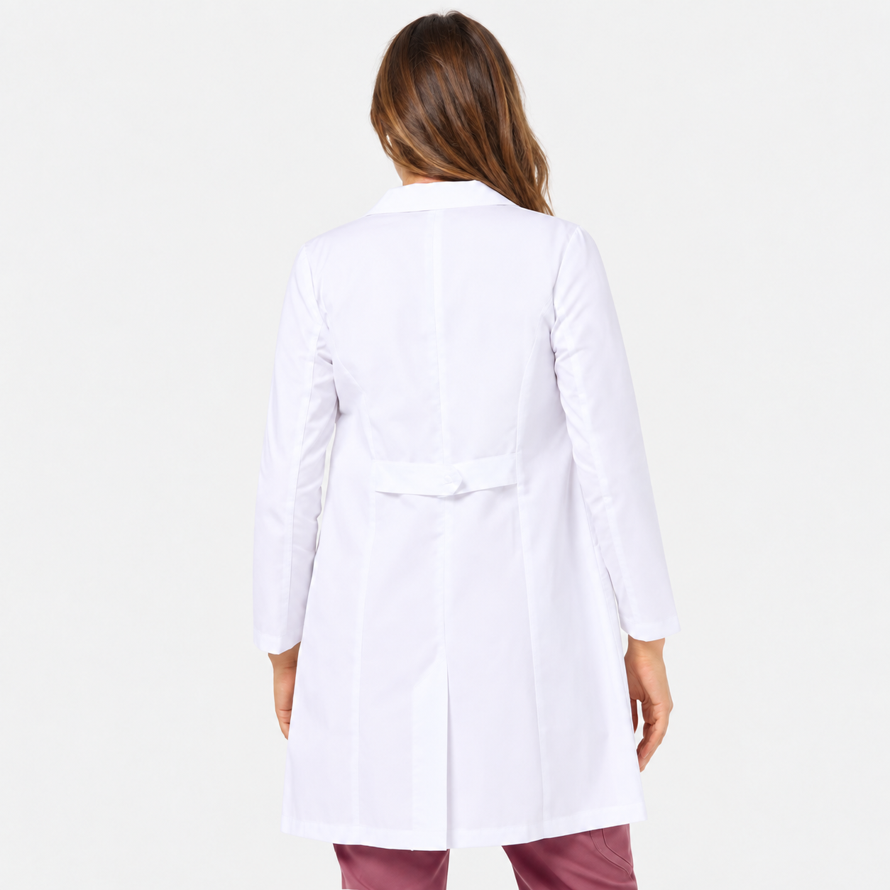 Women's long lab coat Mia, colour white, back