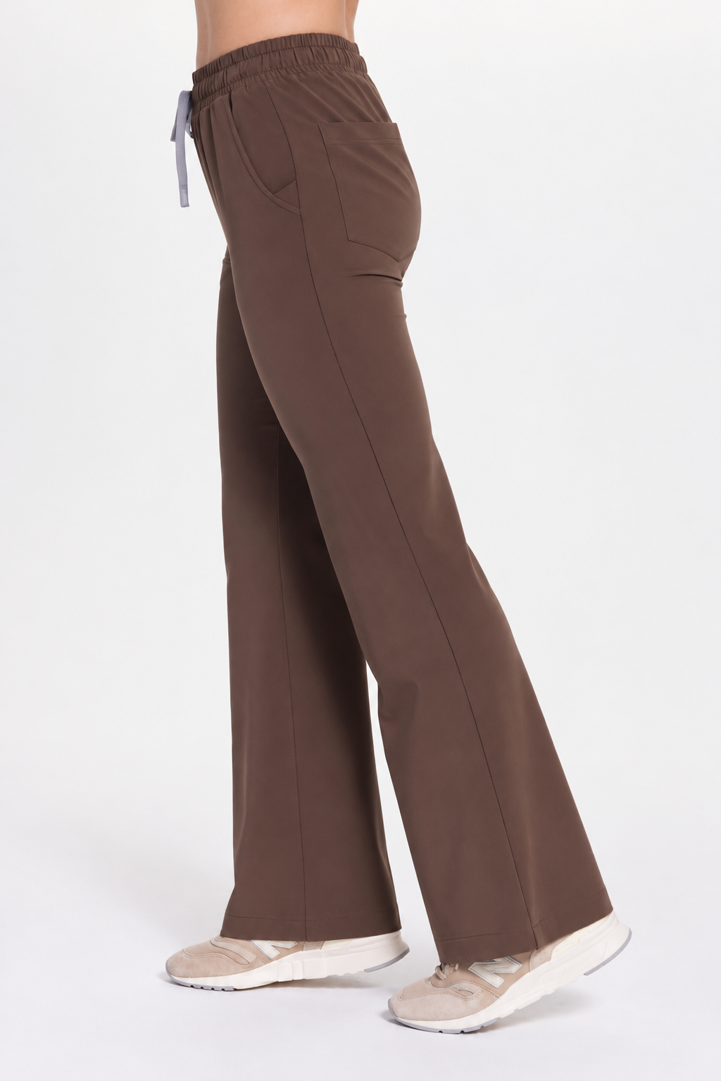 Women's flare scrub pants Iris, colour espresso, side