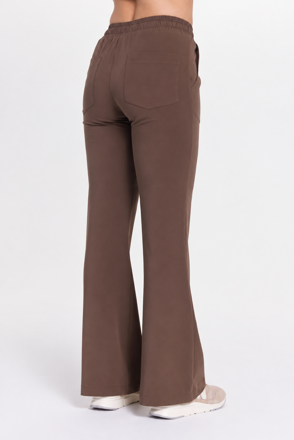 Women's flare scrub pants Iris, colour espresso, back