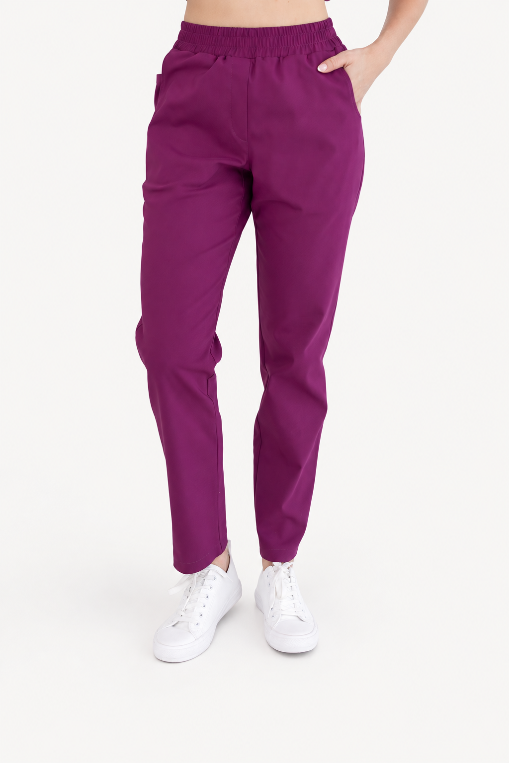 Women's straight leg scrub pants Maya, colour plum, photo