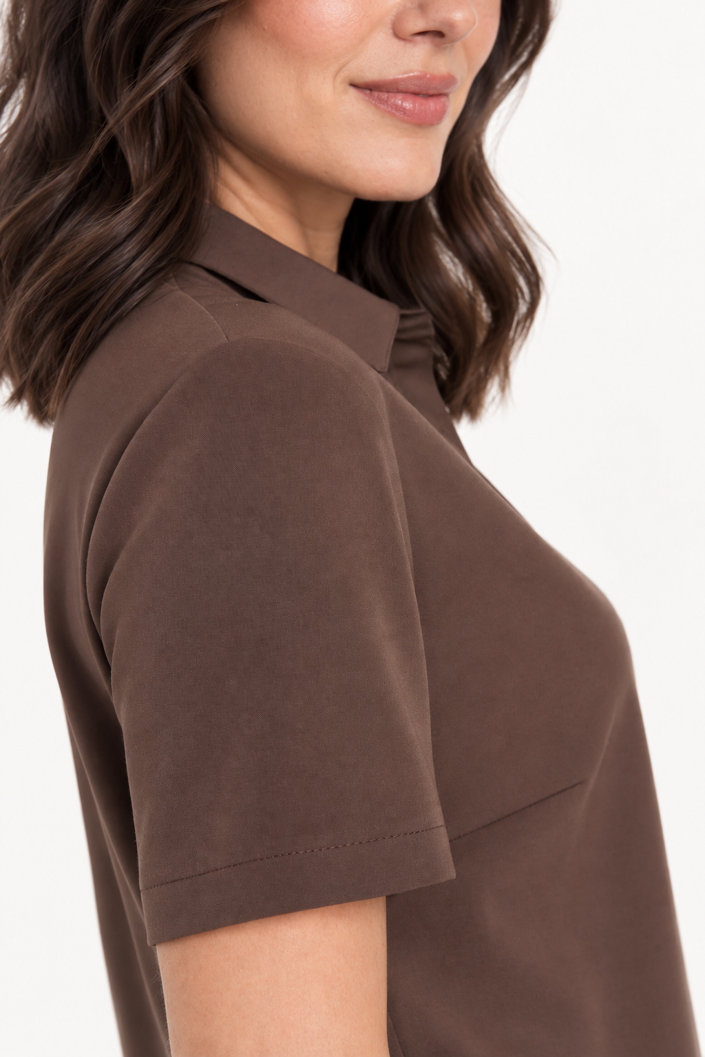 Women's polo collar scrub top Tara, colour espresso, photo