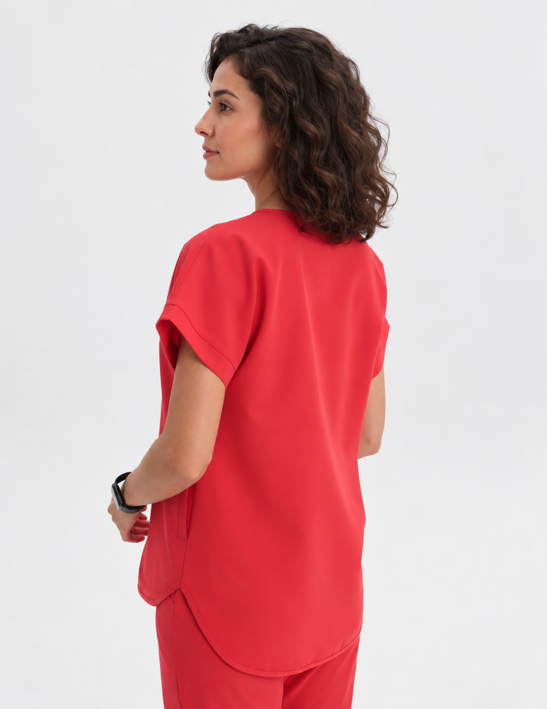 Women's kimono scrub top Kaja, colour red, side