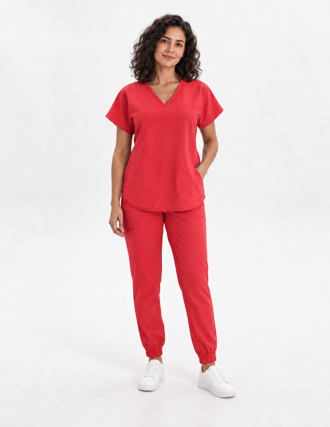Women's kimono scrub top Kaja, colour red, front