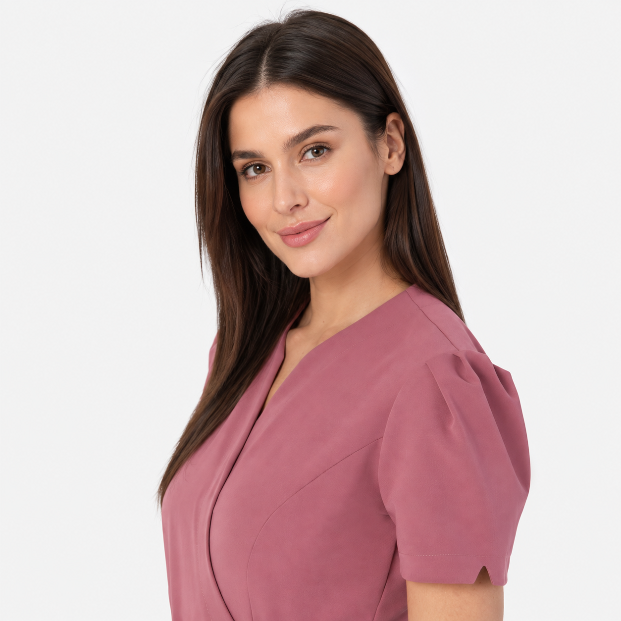 Women's wrap medical tunic Cleo, colour dusty pink, photo