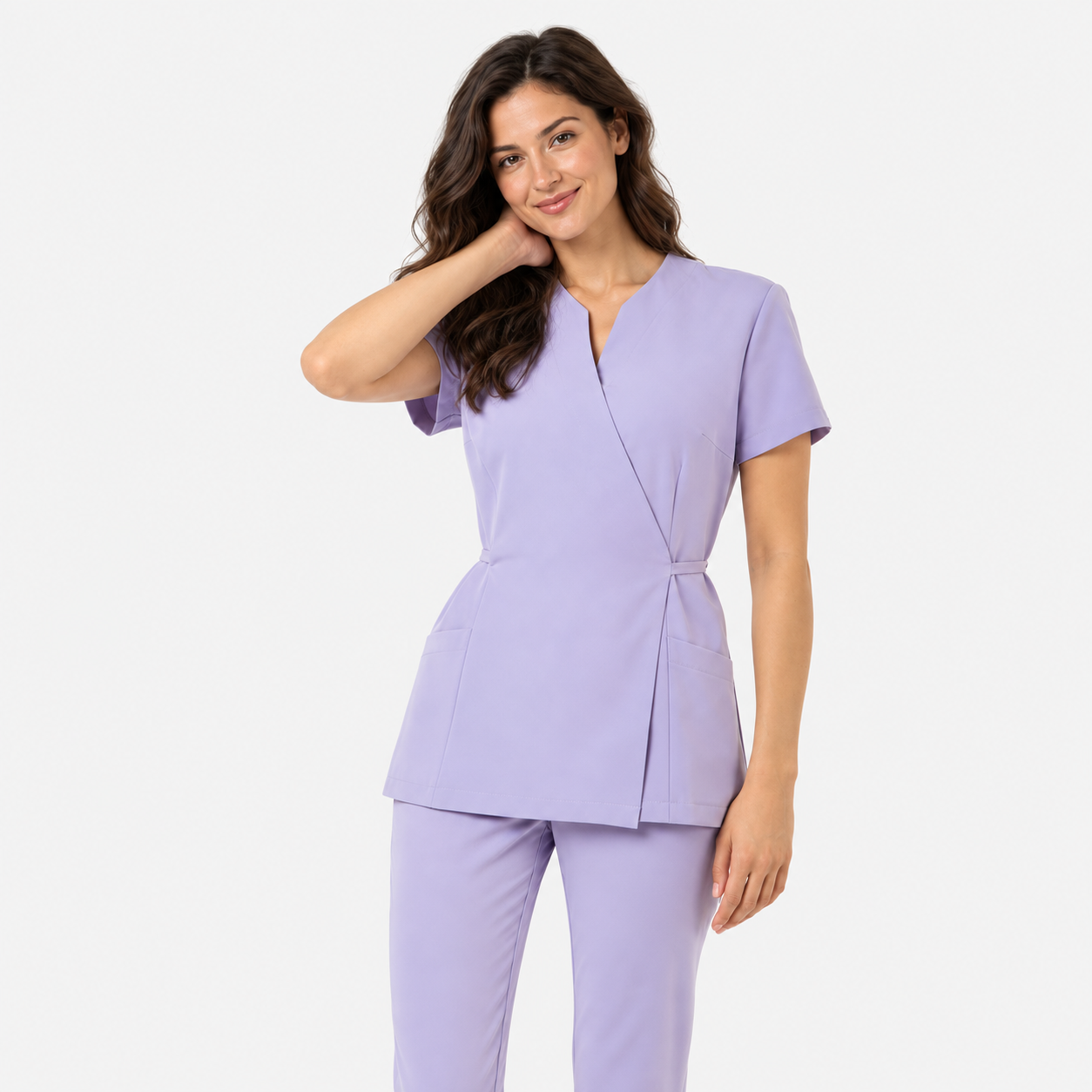 Women's wrap medical tunic Nela, colour lilac, photo